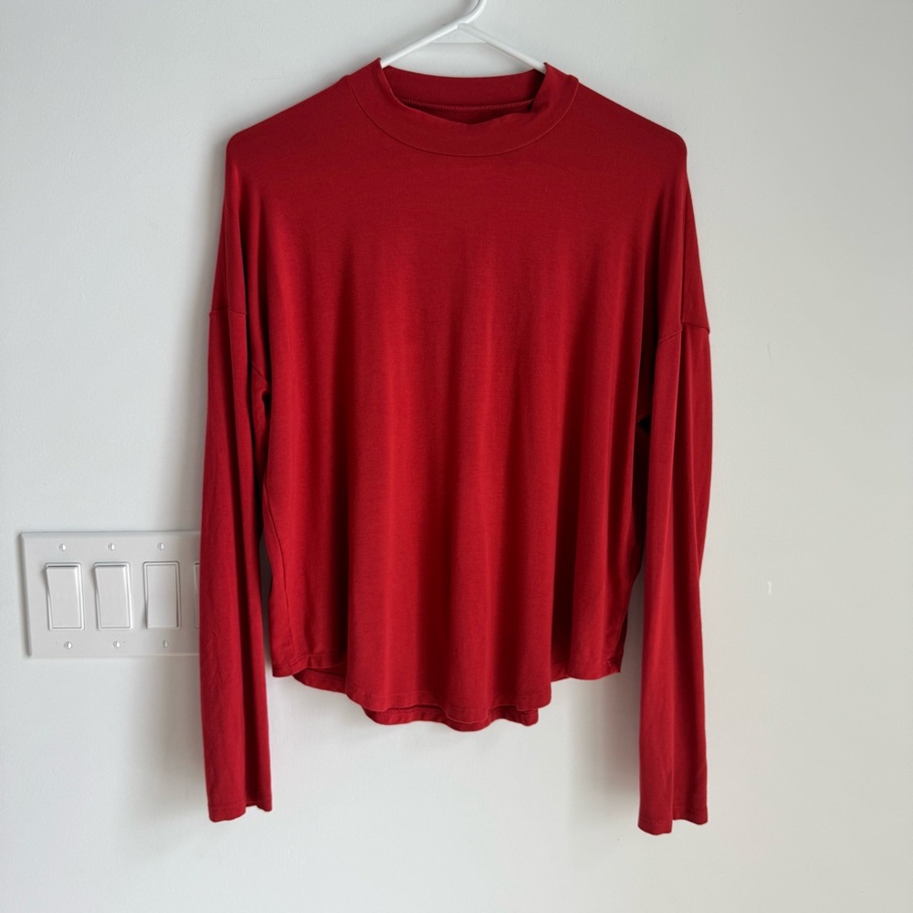 Madewell Sandwashed Mock Neck Top Red Size Small casual flowy